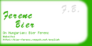 ferenc bier business card